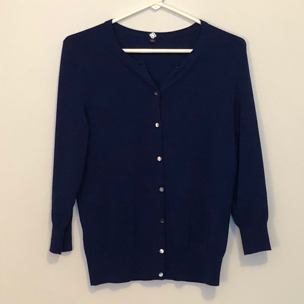 Ann Taylor dark blue 3/4 sleeve cardigan